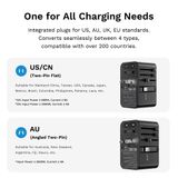  Củ Sạc Nhanh Đa Năng Du Lịch Toàn Cầu ROCK Travel Adapter 70W (EU/UK/AU/US, with Type-C Built-in Retractable Cable) 