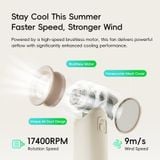  Quạt Cầm Tay Mini ROCK Mini Handheld High-Speed Fan (5W, LED Smart Display, 6H, 9m/s Wind Speed, 5-Speed Adjustable Settings, 3000mAh, 17400RPM) 