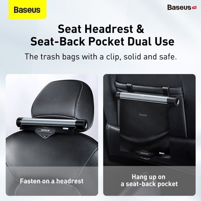  Túi cuộn đựng rác gắn lưng ghế dùng cho xe ô tô Baseus Clean Garbage Bag for Back Seat of Cars (tặng kèm 2 cuộn túi - 20 túi/cuộn) 