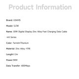  Cáp sạc nhanh USAMS SJ741 Type-C To Lightning 30W Digital Display Zinc Alloy HX Series 