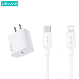  Combo Củ Sạc Nhanh USAMS CC228 20W (Kèm Cáp SJ712 30W C To Lightning 1m) 