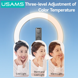  Tripod Tích Hợp Đèn Livestream USAMS ZB323 (With Fill Light 1200mAh, Length 2.3m, Ring Light 10-inch) 