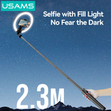  Tripod Tích Hợp Đèn Livestream USAMS ZB323 (With Fill Light 1200mAh, Length 2.3m, Ring Light 10-inch) 