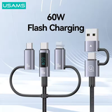 Cáp Sạc Đa Năng USAMS SJ713 60W 6in1 Digital Display (480Mbps) 