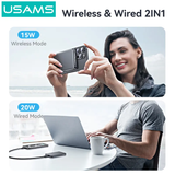  Pin Dự Phòng Không Dây USAMS CD242 10000mAh 20W (Wireless Charging 15W) 