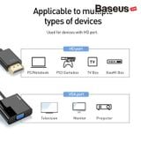  Đầu chuyển cổng HDMI sang VGA/ Audio AUX 3.5mm  Baseus HD Converter (1080p Digital HDMI Male to VGA Female Video Converter Audio Splitter for Laptop) 
