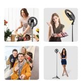  Gậy chụp hình tích hợp Tripod và Đèn USAMS US-ZB241 Portable Live Show LED Ring Light Selfie Stick With Tripod (Max Height: 1.68m) 