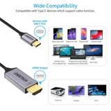  Cáp chuyển C to HDMI2.0 Choetech XCH-1804 xuất Video 4K@60Hz cho Laptop/Macbook/iPad/Tablet/Smartphone (XCH 1804, 1.8m, Type C to HDMI Male, Đầu gập chữ L) 