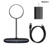  Đế giữ điện thoại magsafe kiêm sạc không dây dành cho các dòng iPhone 12 Baseus Swan 2-in-1 Wireless Magnetic Charging Bracket 20W 