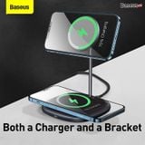  Đế giữ điện thoại magsafe kiêm sạc không dây dành cho các dòng iPhone 12 Baseus Swan 2-in-1 Wireless Magnetic Charging Bracket 20W 
