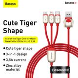  Cáp sạc đa năng Baseus Year of the Tiger One-for-three Data Cable USB to M+L+C 3.5A 1.2m 