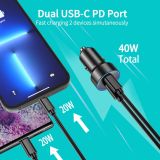  Tẩu sạc xe hơi 2 cổng C Choetech C0054 40W Dual Type C Car Quick Charger 