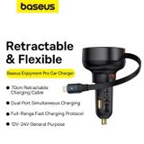  Tẩu Sạc Nhanh Kèm Cáp Dây Rút Baseus Enjoyment Pro Car Charger U+Retractable 