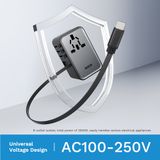 Củ Sạc Nhanh Đa Năng Du Lịch Toàn Cầu ROCK Travel Adapter 70W (EU/UK/AU/US, with Type-C Built-in Retractable Cable) 