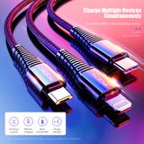  Cáp Sạc Nhanh Đa Năng 3-in-1 USB to M+L+C ROCK Hi-Tensile 3A (1.2m) 