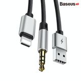  Cáp chuyển cổng Lightning sang Audio AUX 3.5mm + USB Baseus L34 cho iPhone/ iPad (Lightning 8 Pin to 3.5mm USB Audio Cord) 
