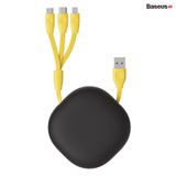  Cáp sạc dây rút 3 đầu Baseus Let's Go Little Reunion One-Way Stretchable 3 in 1 ( 3A/ 0.8m, Lightning/ Type C / Micro USB 3in1 Data Cable) 