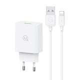  Combo Củ Sạc Nhanh USAMS CC083 18W (QC3.0, Kèm Cáp Micro USB/Lightning/Type-C) 