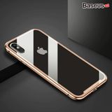  Ốp lưng nam châm Baseus Magnetic Metal Bumper Case cho iPhone X (Khung kim loại siêu bền , chống va đập - Mặt lưng kính cường lực ) 