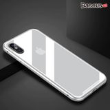  Ốp lưng nam châm Baseus Magnetic Metal Bumper Case cho iPhone X (Khung kim loại siêu bền , chống va đập - Mặt lưng kính cường lực ) 