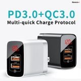  Bộ sạc nhanh PD3.0/QC 3.0 Baseus Mirror Lake PPS Digital Display Quick Charger (18W, 2 Ports,FCP/AFC/PPS/PD/QC 3.0 Full Quick Charge Protocol) 