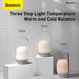  Đèn ngủ tiện dụng Baseus Moon-white Dimming Portable Lamp (Di động, Pin sạc 30 giờ hoạt động, 3000k/4000k/5000k độ sáng dễ chịu) 