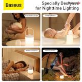  Đèn ngủ pin sạc mini Baseus Moon White Series - Knob Stepless Dimming (1800mAh, Điều chỉnh cường độ và Tone màu ánh sáng, Portable Lamp) 