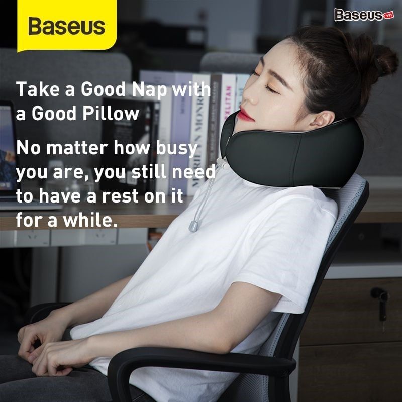  Gối mềm chữ U chống mỏi cổ, vai gáy Baseus Thermal Series Memory Foam U-Shaped Neck Pillow (with 2 Packs of Hot Compress Patches for Replacement) 