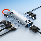  Hub Chuyển Đa Năng 10-in-1 ROCK TR30 (C to HDMI+VGA+Audio+USB3.0*3+SD/TF+LAN+PD) 