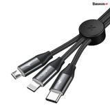  Cáp sạc 3 đầu Baseus Car Co-sharing Cable ( USB Type A to USB Type C/ Micro USB/ Lightning, 3.5A Fast Charging & Sync Data Cable) 