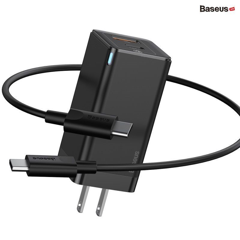  Bộ sạc nhanh đa năng, nhỏ gọn Baseus GaN2 Quick Charger 45W (Type C/ USB Port , PD/QC3.0/ SCP/ FCP/ AFC/ BPS II Quick charger support, with C to C Cable) 