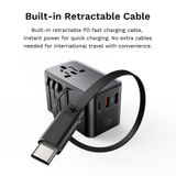 Củ Sạc Nhanh Đa Năng Du Lịch Toàn Cầu ROCK Travel Adapter 70W (EU/UK/AU/US, with Type-C Built-in Retractable Cable) 