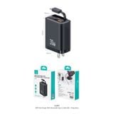 Củ Sạc Nhanh 2C+1A GaN USAMS CC297 30W (With Type-C Rectangle Built-in cable) 