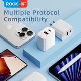 Củ Sạc Nhanh ROCK T43 Dual Port A+C PD 20W 
