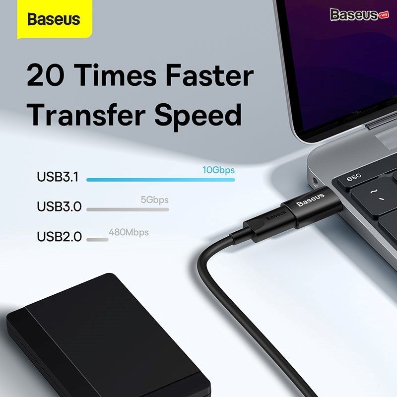  Đầu Chuyển USB Sang Type C tốc độ cao Baseus Ingenuity Series Mini OTG Gen2 (USB-A 3.1 Full Size to Type C, 10Gbps High speed OTG, PD Fast charge Support) 