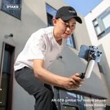  Gậy chụp ảnh tích hợp Gimbal chống Rung và Tripod cho điện thoại Rtako Q09 Mini Electric Gimbal Stabilizer (with Tripod, AR Detachable Light, Bluetooth Remote Control) 