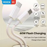  Cáp Sạc Nhanh C to C ROCK Z20 60W (1M, Nylon Braided) 