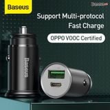  Tẩu sạc xe hơi hỗ trợ sạc nhanh VOOC Baseus Circular Metal PPS Quick Charger Car Charger ( 30W , VOOC , Aluminum Alloy) 