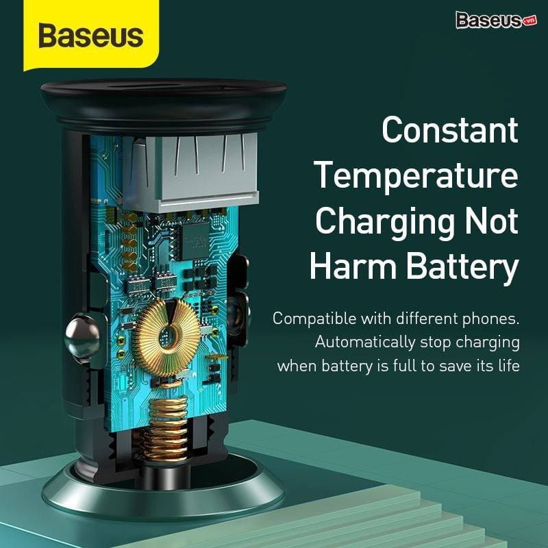  Tẩu sạc xe hơi hỗ trợ sạc nhanh VOOC Baseus Circular Metal PPS Quick Charger Car Charger ( 30W , VOOC , Aluminum Alloy) 