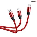  Cáp sạc 3 đầu Baseus Car Co-sharing Cable ( USB Type A to USB Type C/ Micro USB/ Lightning, 3.5A Fast Charging & Sync Data Cable) 