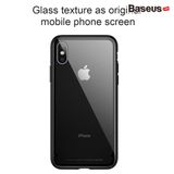  Ốp lưng kính cường lực viền Silicone chống sốc Baseus See-through Glass Case cho iphone X (Tempered Glass + Soft Silicone ) 