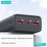  Pin Dự Phòng USAMS CD185 30000mAh 65W (Digital Display, Kèm cáp C to C 100W, PD/QC/FCP/AFC) 