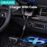  Tẩu Sạc Cho Ô Tô kèm cáp sạc 2 đầu USAMS CC287 66W 2-in-1 Car Charger (With Built-in C + Lightning 1.2m Cable) 
