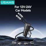  Tẩu Sạc Cho Ô Tô kèm cáp sạc 2 đầu USAMS CC287 66W 2-in-1 Car Charger (With Built-in C + Lightning 1.2m Cable) 