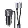  Tẩu Sạc Cho Ô Tô kèm cáp sạc 2 đầu USAMS CC287 66W 2-in-1 Car Charger (With Built-in C + Lightning 1.2m Cable) 
