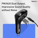  Tẩu sạc đa năng tích hợp phát nhạc từ USB dùng cho xe ô tô Baseus Streamer F40 AUX/FM Wireless MP3 Car Charger (3A, 2 Port, Bluetooth 5.0, Lossless Sound Effects, LED, AUX/FM Transmiter) 