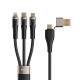  Cáp Sạc Nhanh 3 Đầu ROCK G20 Transparency Series 3 in 2 Multifunctional Fast Charging Cable 