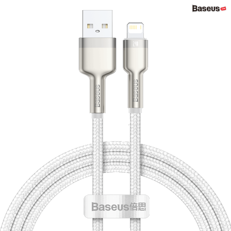 Cáp sạc Lightning cho iPhone Baseus Cafule Series Metal Data Cable USB to IP 2.4A 1m White