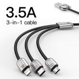  Cáp sạc và truyền dữ liệu tốc độ cao Baseus Three Little Pigs 3-in-1 USB Cable ( USB Type A to USB Type C/ Micro USB/ Lightning  3.5A Fast Charging  Sync Data Cable) 