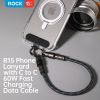  Cáp Sạc Nhanh C to C/C to Lightning Tích Hợp Dây Đeo Chống Rớt Điện Thoại ROCK R15 60W/27W (30CM, 3A, Nylon Braided) 